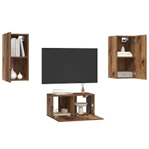 Sestava TV skříněk Nástěnný 3 pcs Staré dřevo kompozitní dřevo - obrázek 3