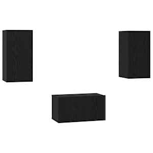 Sestava TV skříněk Nástěnný 3 pcs Černý dub kompozitní dřevo - obrázek 2