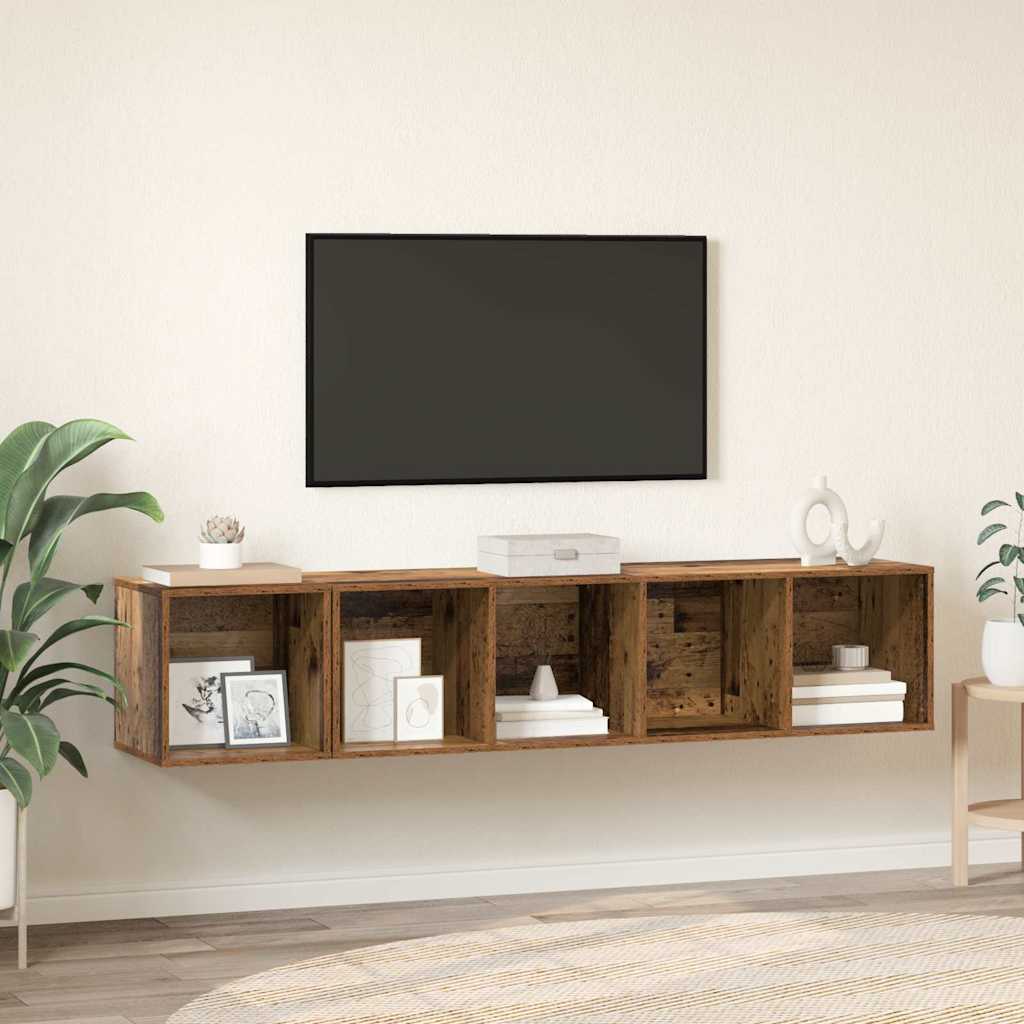 TV-Schrank Set 2 pcs Altholz 37 x 37 x 142,5 cm Holzwerkstoff