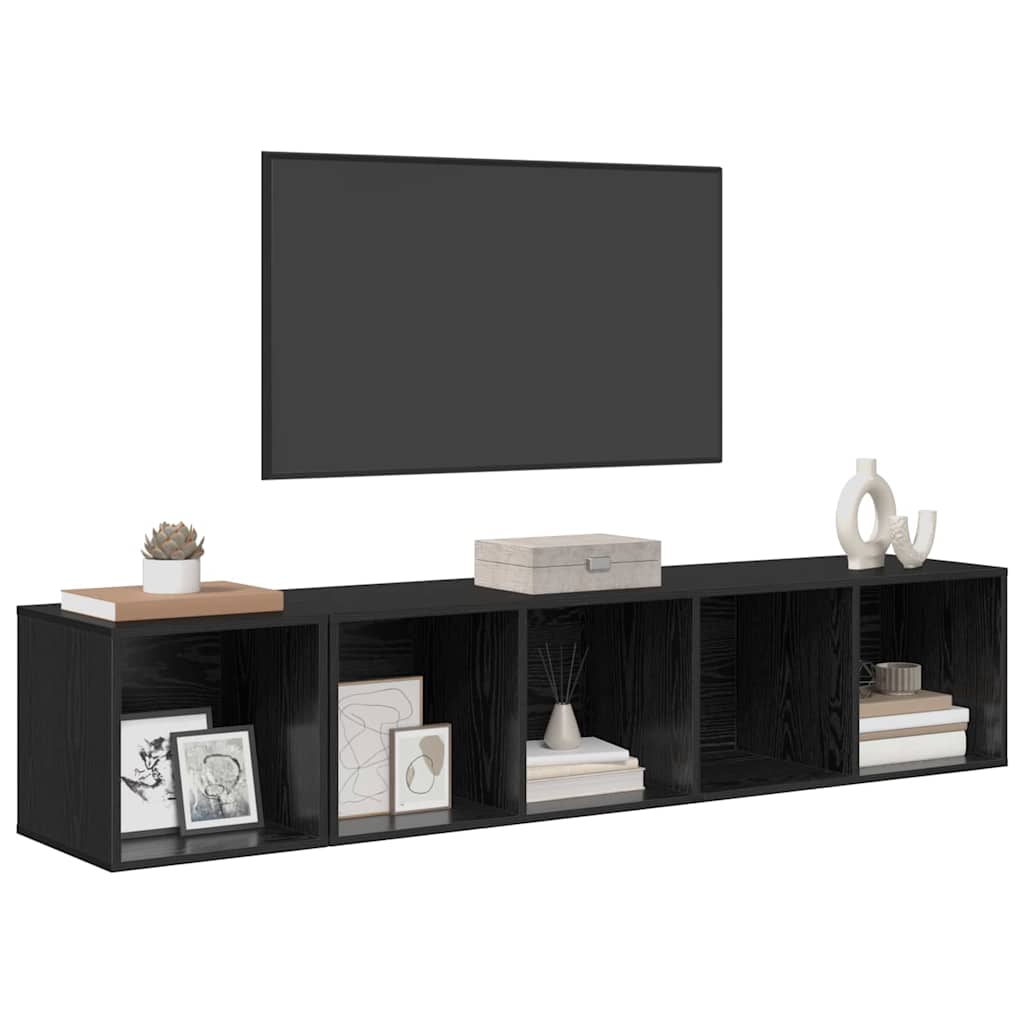vidaXL TV-kast set 2 pcs Zwart eiken 37 x 37 x 142.5 cm Bewerkt hout