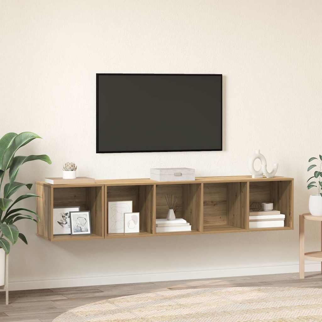 TV-Schrank Set 2 pcs Eiche handwerklich 37 x 37 x 142,5 cm