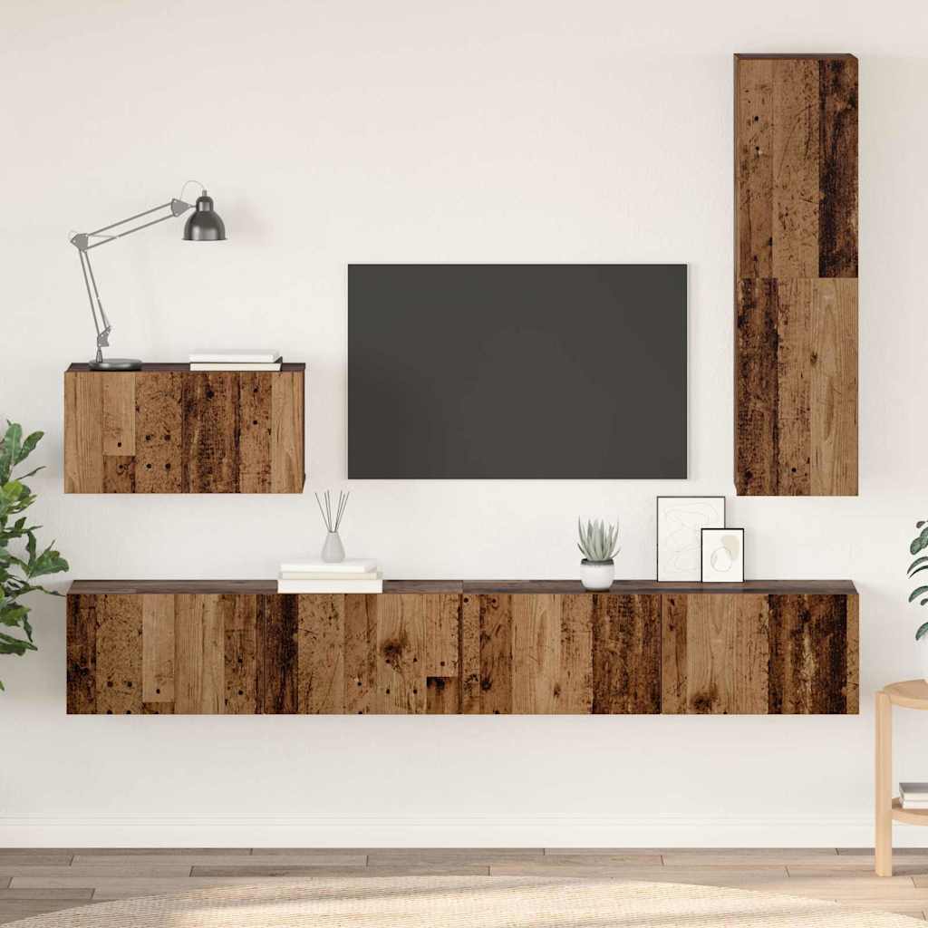 TV kapi komplekt riiuliga 4 pcs Vana puit Keskmine Tehispuit