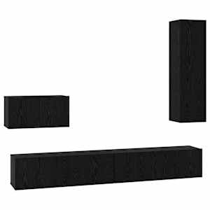 Nástěnná skříň na TV Nástěnný 4 pcs Černý dub kompozitní dřevo - obrázek 2