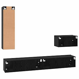 Nástěnná skříň na TV Nástěnný 4 pcs Černý dub kompozitní dřevo - obrázek 10