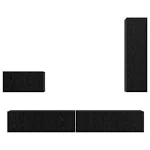 Nástěnná skříň na TV Nástěnný 4 pcs Černý dub kompozitní dřevo - obrázek 8