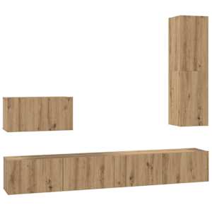 Nástěnná skříň na TV 4 pcs Artisanový dub kompozitní dřevo - obrázek 2