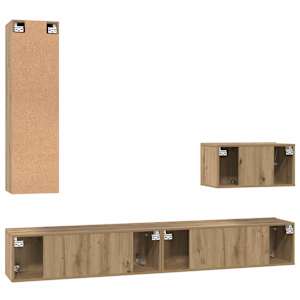 Nástěnná skříň na TV 4 pcs Artisanový dub kompozitní dřevo - obrázek 10