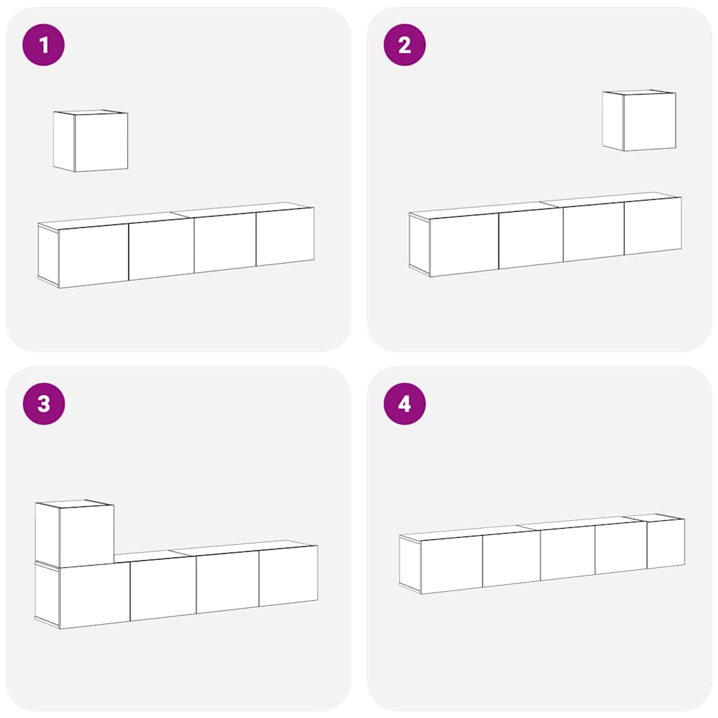 4-delige Tv-meubelset bewerkt hout betongrijs tv-meubel tv wandeenheid vidaXL - Afbeelding 116 van 128
