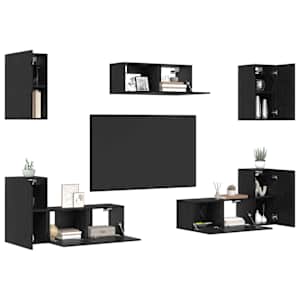 Sestava TV skříněk Nástěnný 7 pcs Černý dub kompozitní dřevo - obrázek 3