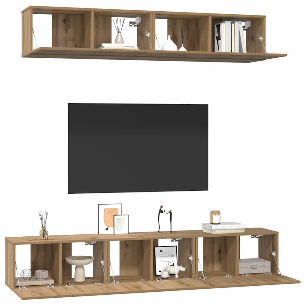 vidaXL Tv-meubelset 5 pcs artisanaal eikenkleurig Medium Bewerkt hout