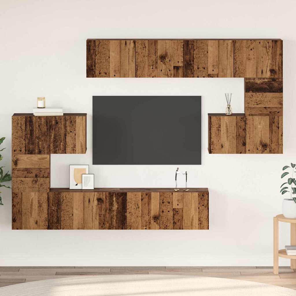 Telerikapi komplekt 8 pcs Vana puit 80 x 30 x 30 cm Tehispuit
