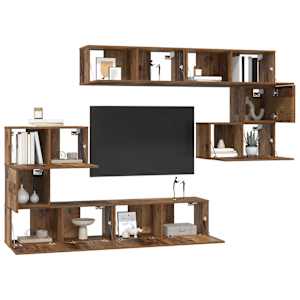Sestava TV skříněk Nástěnný 8 pcs Staré dřevo kompozitní dřevo - obrázek 3
