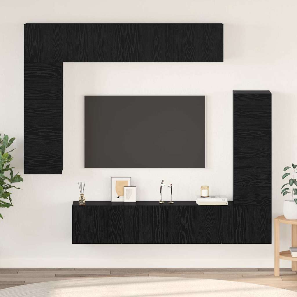 TV-Kapi Komplekt riiuliga Muu ladustamisega uksega 8 pcs Must tamm 80 x 30 x 30 cm