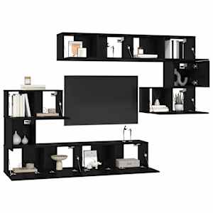 Sestava TV skříněk Nástěnný 8 pcs Černý dub kompozitní dřevo - obrázek 3