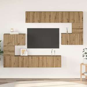 Komplet TV omaric 8 pcs Umetni hrast Konstruiran les