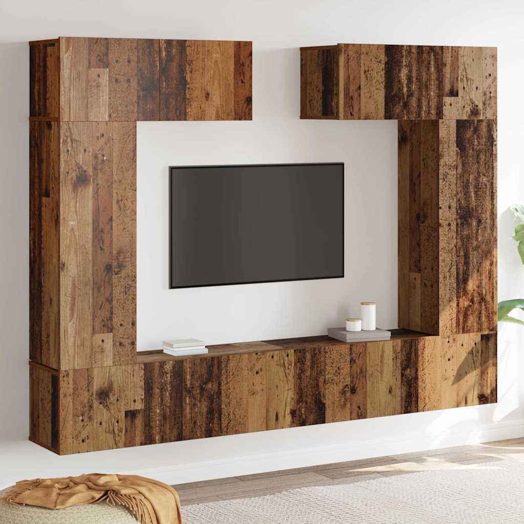 vidaXL Set Dulapuri TV Pe perete 6 pcs Lemn vechi 200 x 30 x 150 cm