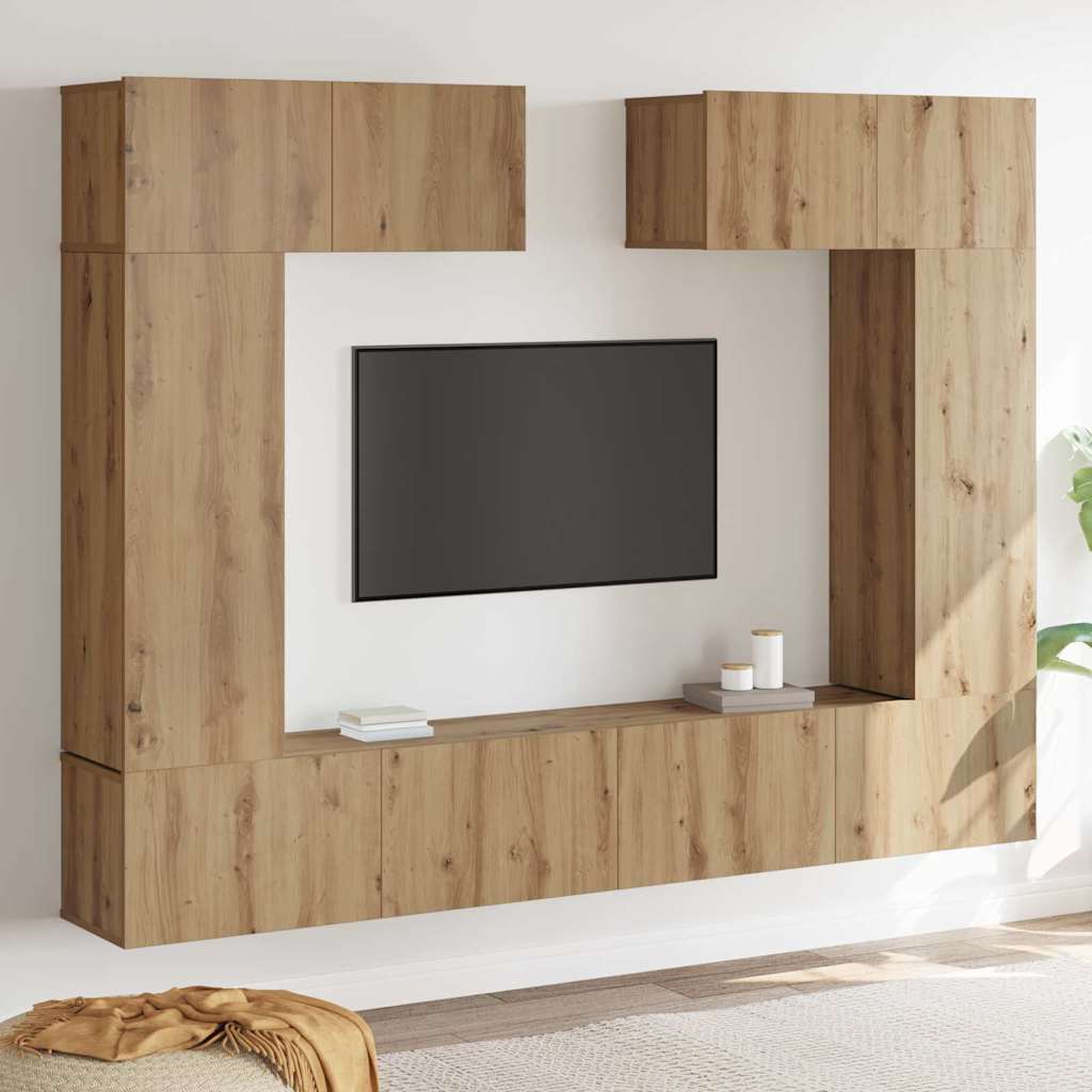 TV Schrank Set aus 6 Teilen in Artisan Eichen Holzwerkstoff