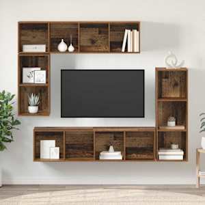 Sestava TV skříněk Nástěnný 4 pcs Staré dřevo kompozitní dřevo - obrázek 4