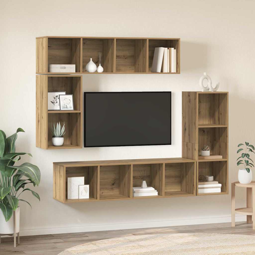 TV-Schrank-Set 4 pcs Eiche handwerklich Holzwerkstoff