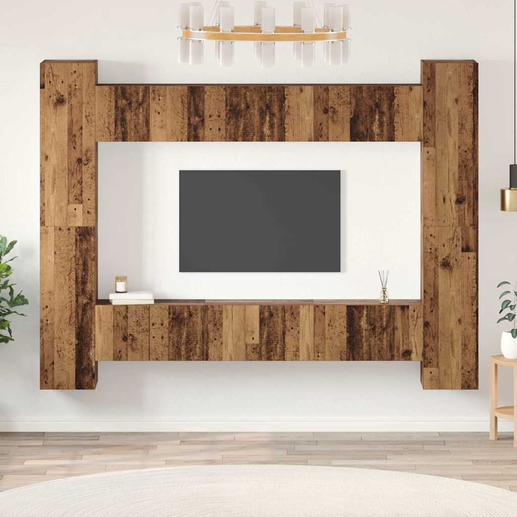 vidaXL TV-Schrank-Set 10 pcs Altholz 30,5 x 30 x 90 cm Holzwerkstoff