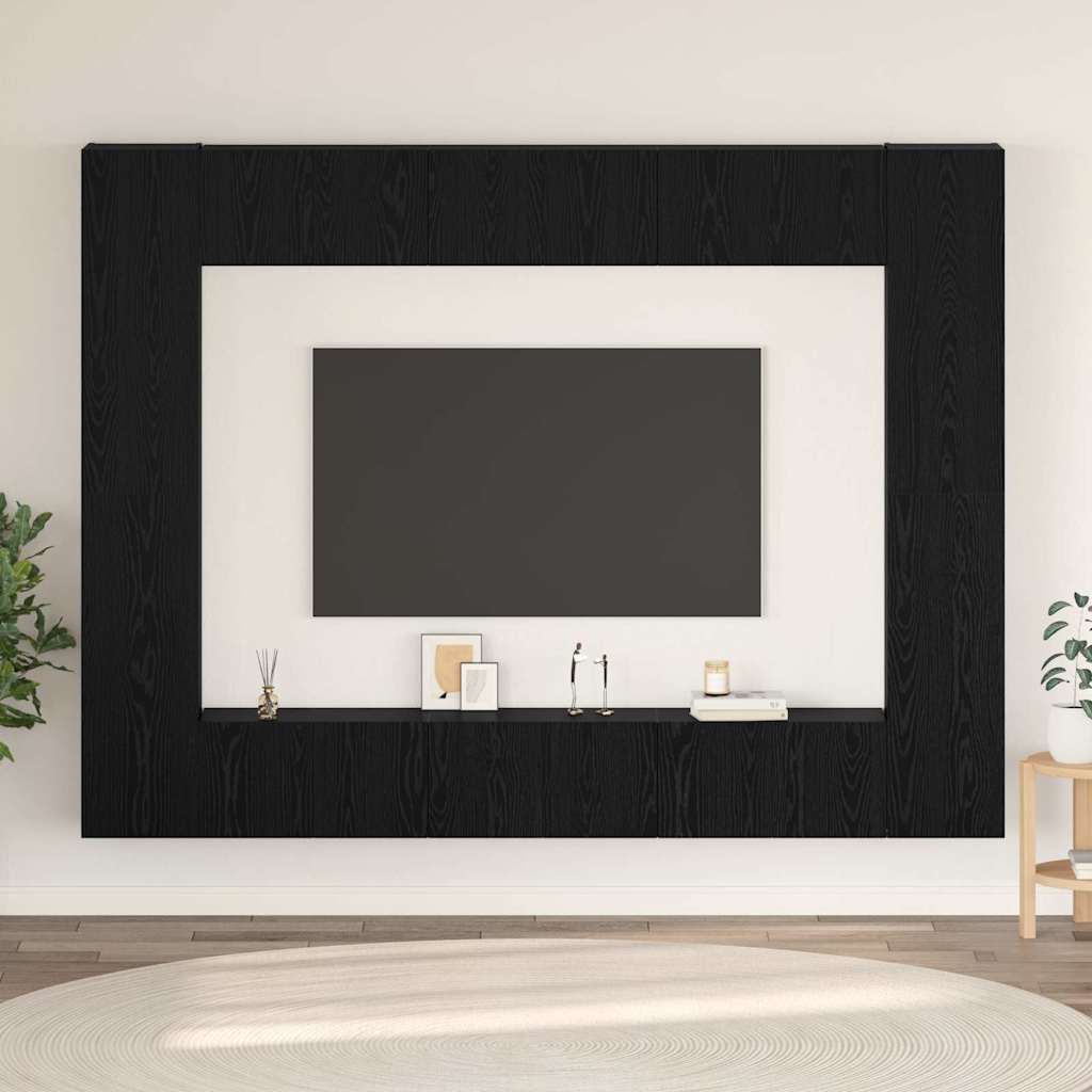 TV-Schrank-Set 10 pcs Schwarz Eiche Mittel 30,5 x 30 x 90 cm