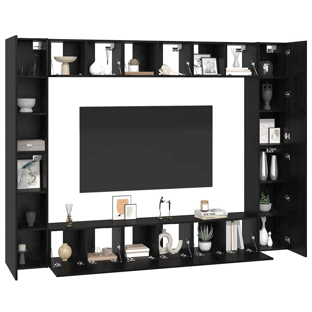 vidaXL Tv-meubelset 10 pcs Zwart eiken Medium 30.5 x 30 x 90 cm