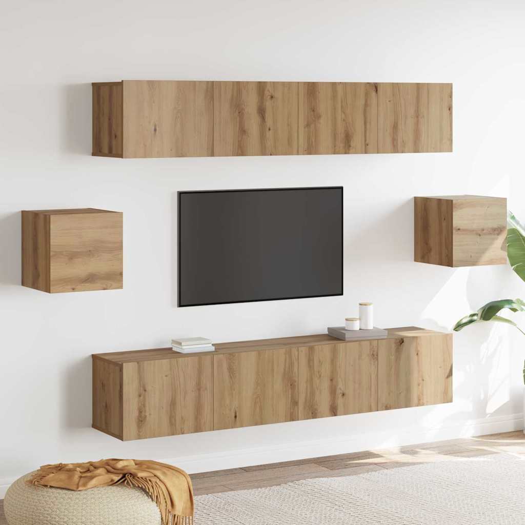 vidaXL Set cabinet TV cu 6 piese din stejar artisan și lemn compus