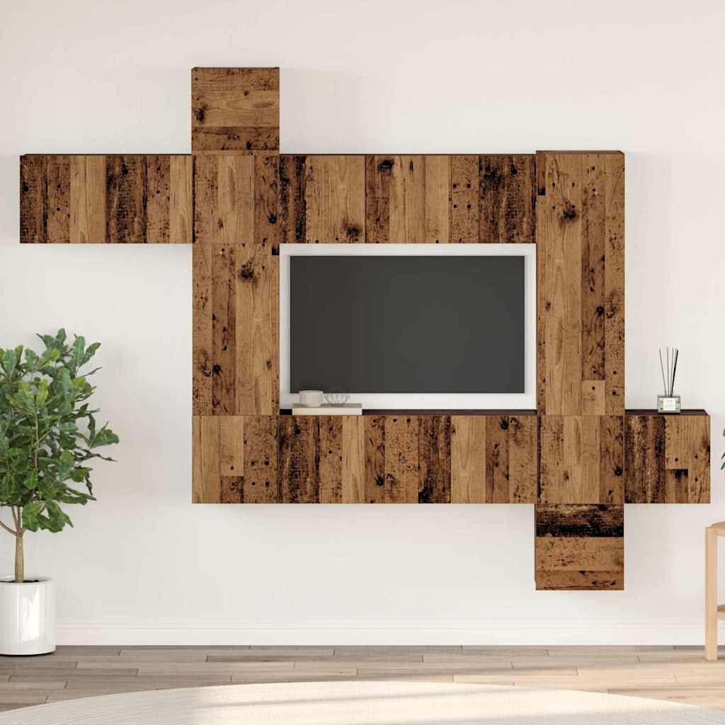 Telerikapi komplekt riiuliga 10 pcs Vana puit 30.5 x 30 x 90 cm