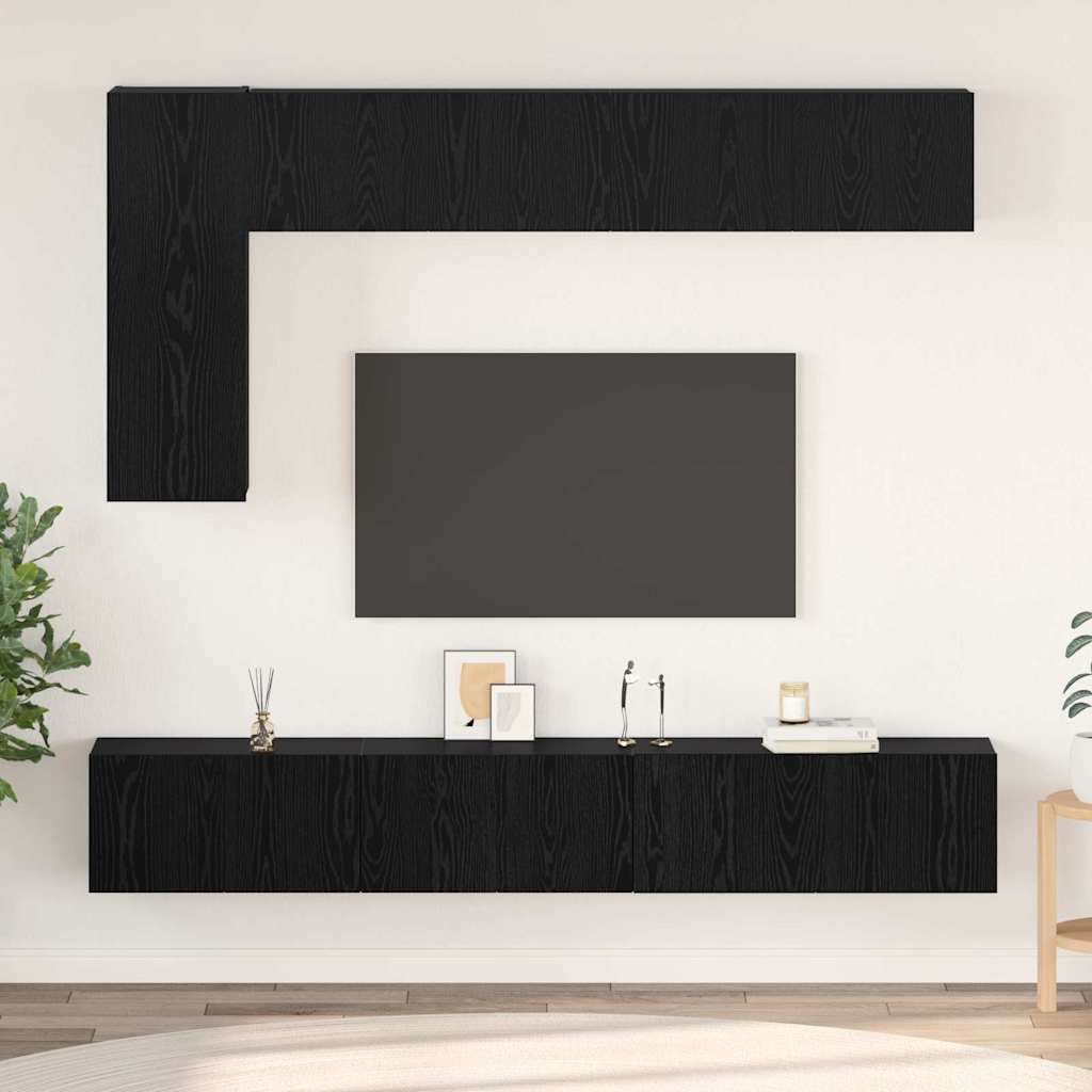 TV-Schranksatz mit Regal Sonstiges 6 pcs Schwarz Eiche 30,5 x 30 x 90 cm