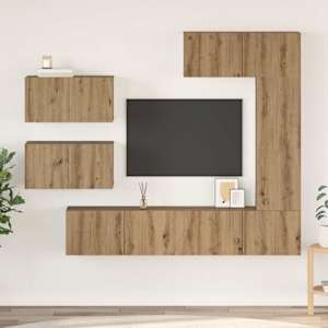 Komplet TV omaric 6 pcs Umetni hrast Konstruiran les