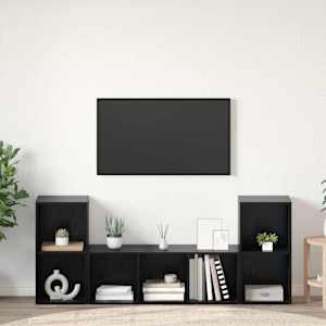 Sestava TV skříněk Nástěnný 3 pcs Černá kompozitní dřevo - obrázek 1