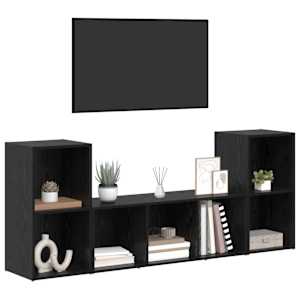 Sestava TV skříněk Nástěnný 3 pcs Černá kompozitní dřevo - obrázek 3