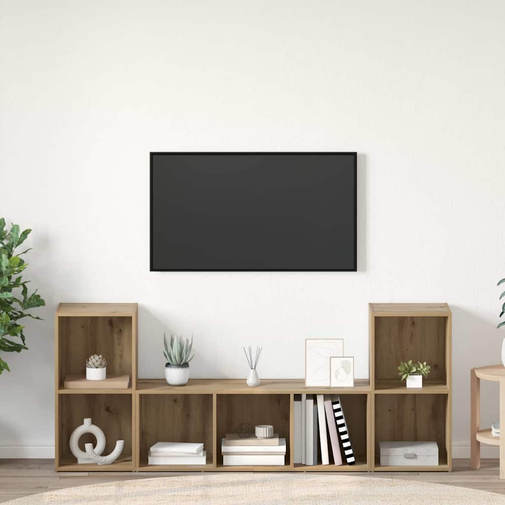 vidaXL Cabinet TV 3 pcs Maro 107 x 35 x 37 cm Lemn compozit