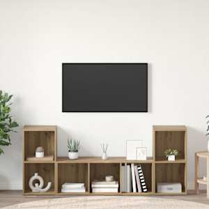 Komplet TV omaric 3 pcs Rjava Konstruiran les