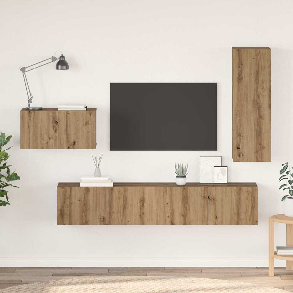 vidaXL TV-Schrank-Set 4 pcs Eiche handwerklich 30,5 x 30 x 90 cm