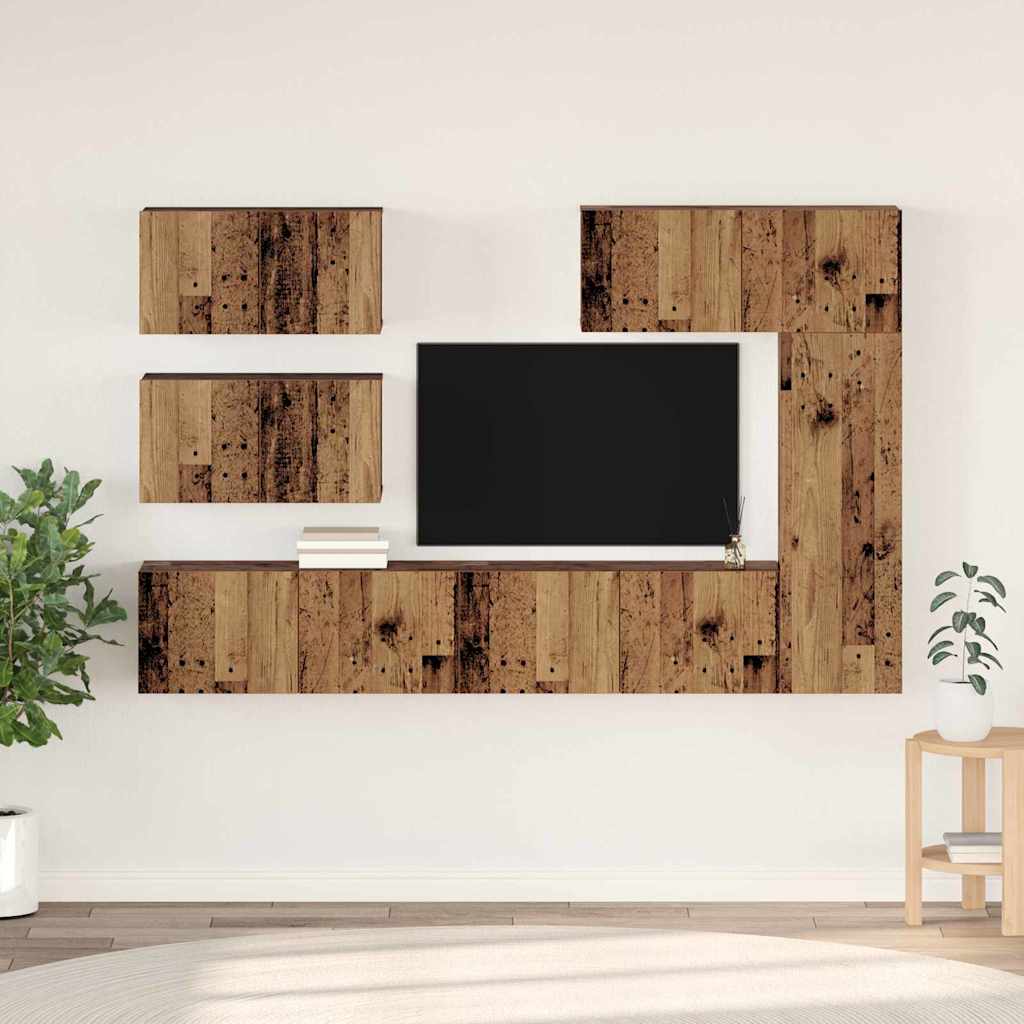 Telerikapi komplekt 6 pcs Vana puit 30.5 x 30 x 90 cm Tehispuit