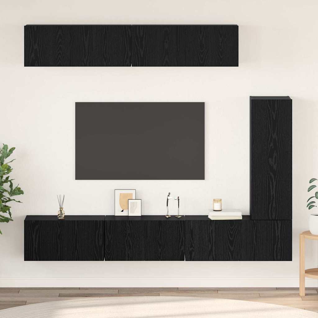 TV-Schranksatz mit Regal Sonstiges 6 pcs Schwarz Eiche 30,5 x 30 x 90 cm