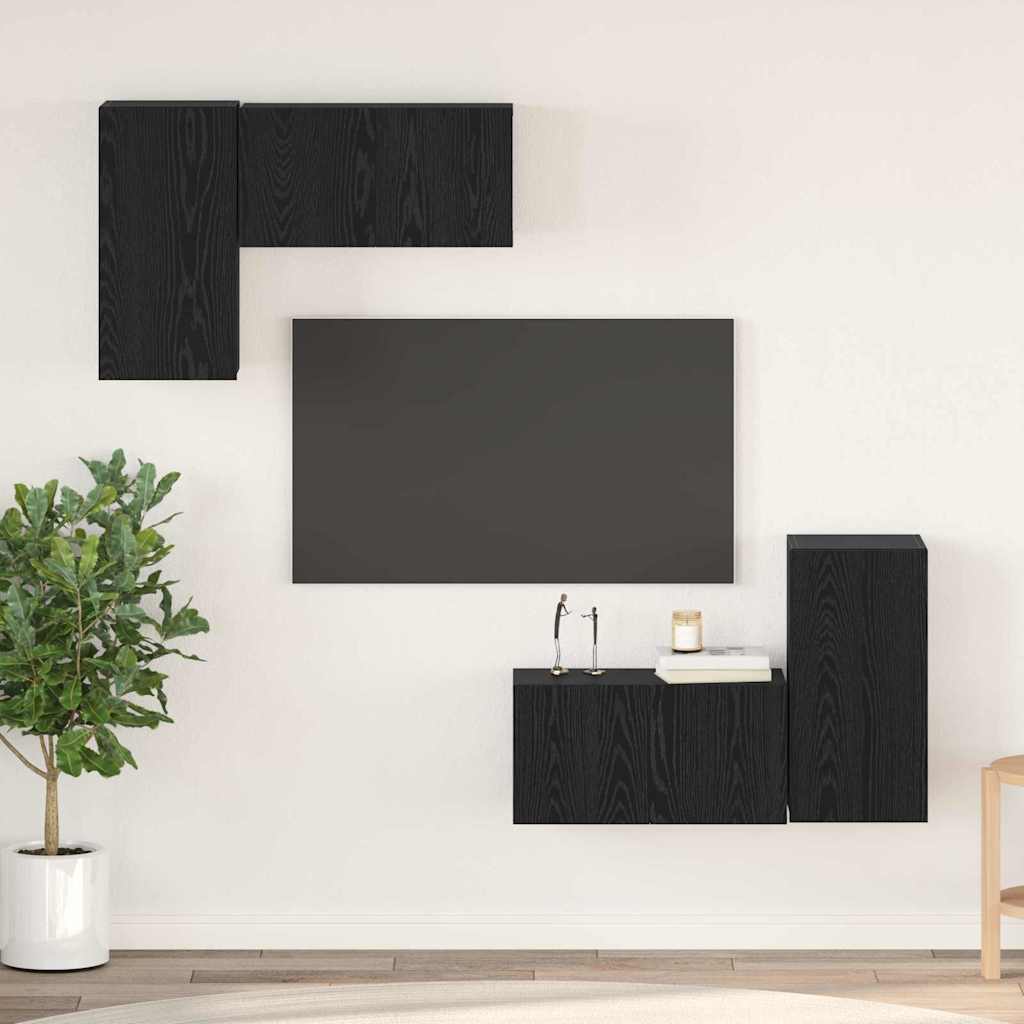 TV kapi komplekt riiuliga ladustamisega uksega 4 pcs Must tamm 60 x 30 x 30 cm
