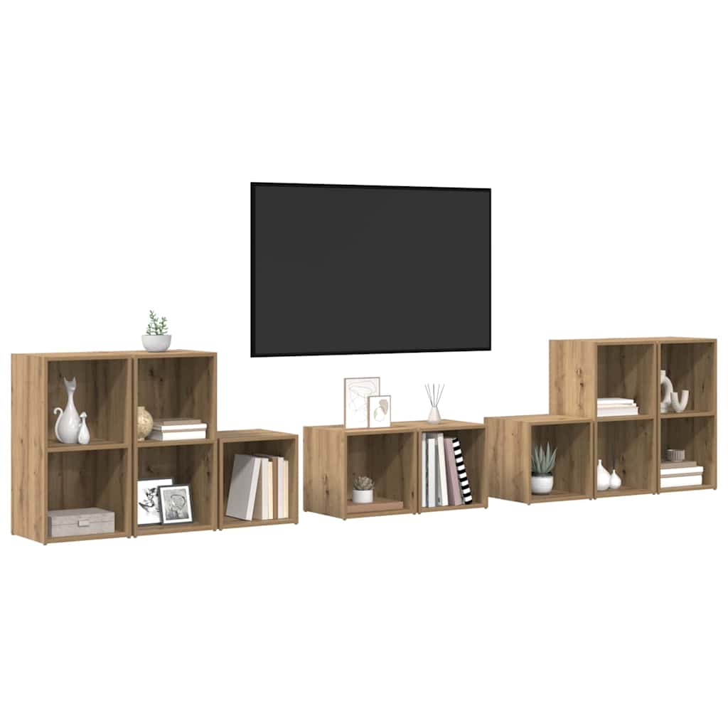 vidaXL TV-kast set 8 pcs Artisan Eiken 37 x 35 x 72 cm Bewerkt hout