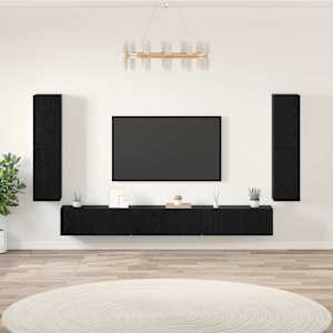 TV jednotky Nástěnný 4 pcs Černý dub Kompozitní dřevo