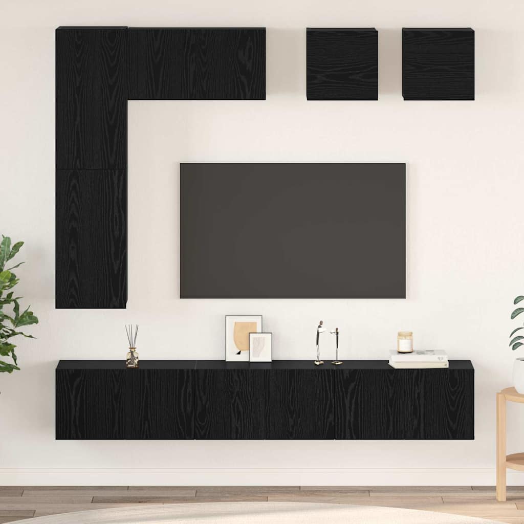 Telerikapi komplekt riiuliga Muu ladustamisega uksega 8 pcs Must tamm Tehispuit
