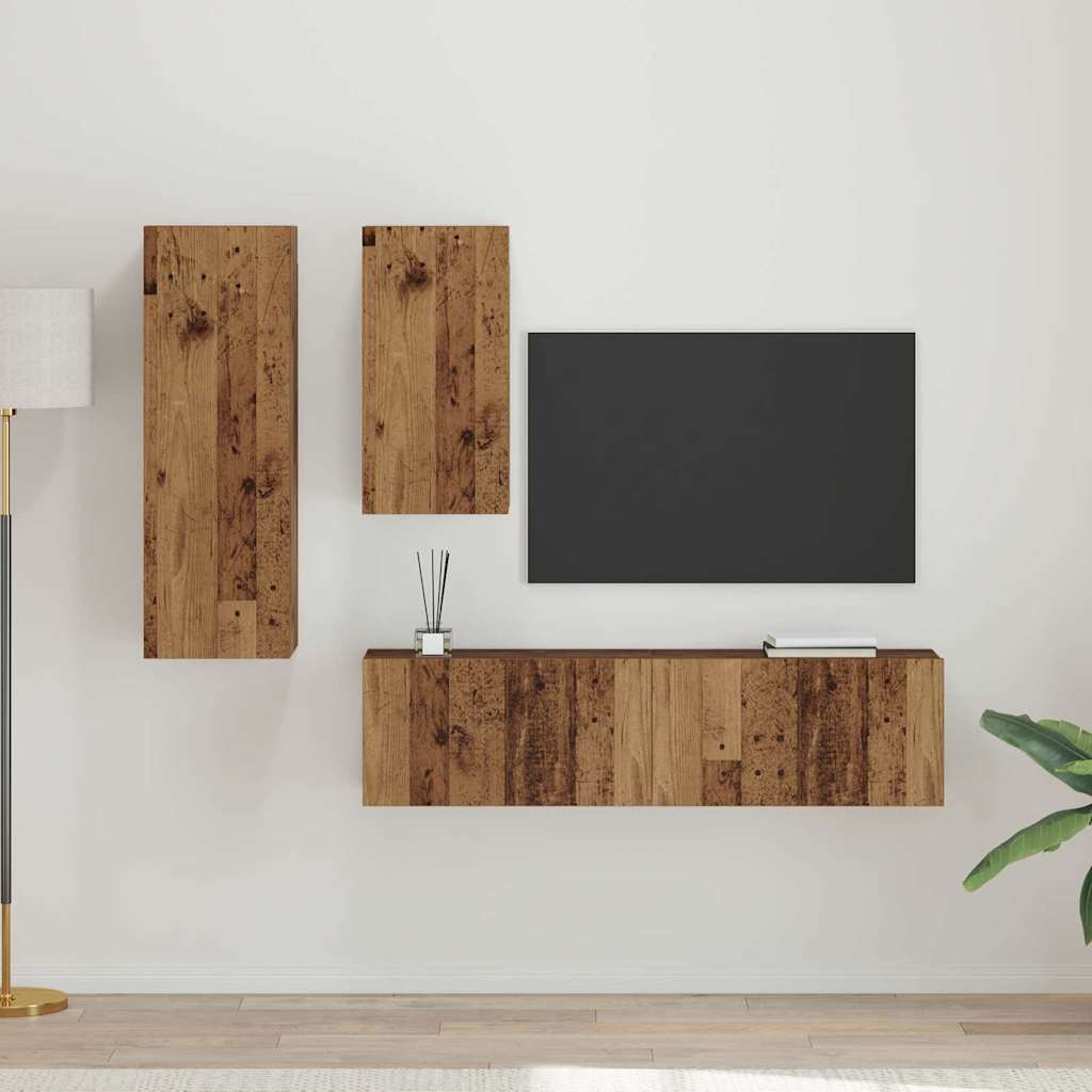 Telerikapi komplekt riiuliga 4 pcs Vana puit 30.5 x 30 x 90 cm