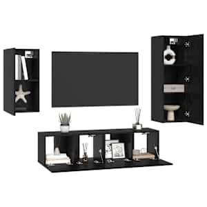 Sestava TV skříněk Nástěnný 4 pcs Černý dub kompozitní dřevo - obrázek 3