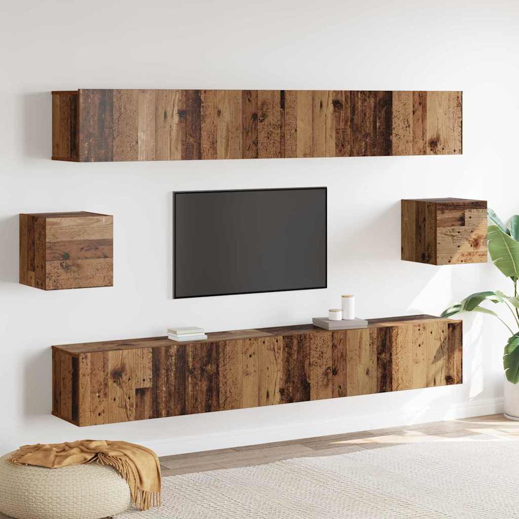 6-teiliges TV-Schrank-Set Altholz Holzwerkstoff