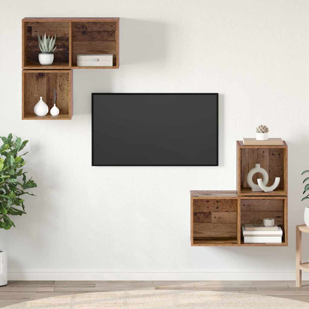 TV-Schrank Set 4 pcs Altholz 37 x 37 x 72 cm Holzwerkstoff