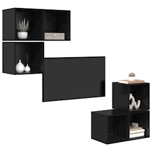 Sestava TV skříněk Nástěnný 4 pcs Černý dub kompozitní dřevo - obrázek 3