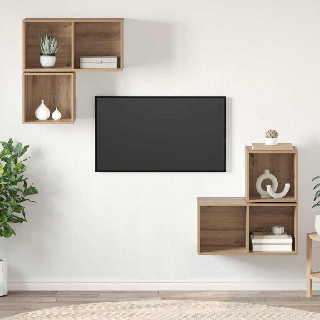 TV-Schrank Set 4 pcs Eiche handwerklich 37 x 37 x 72 cm
