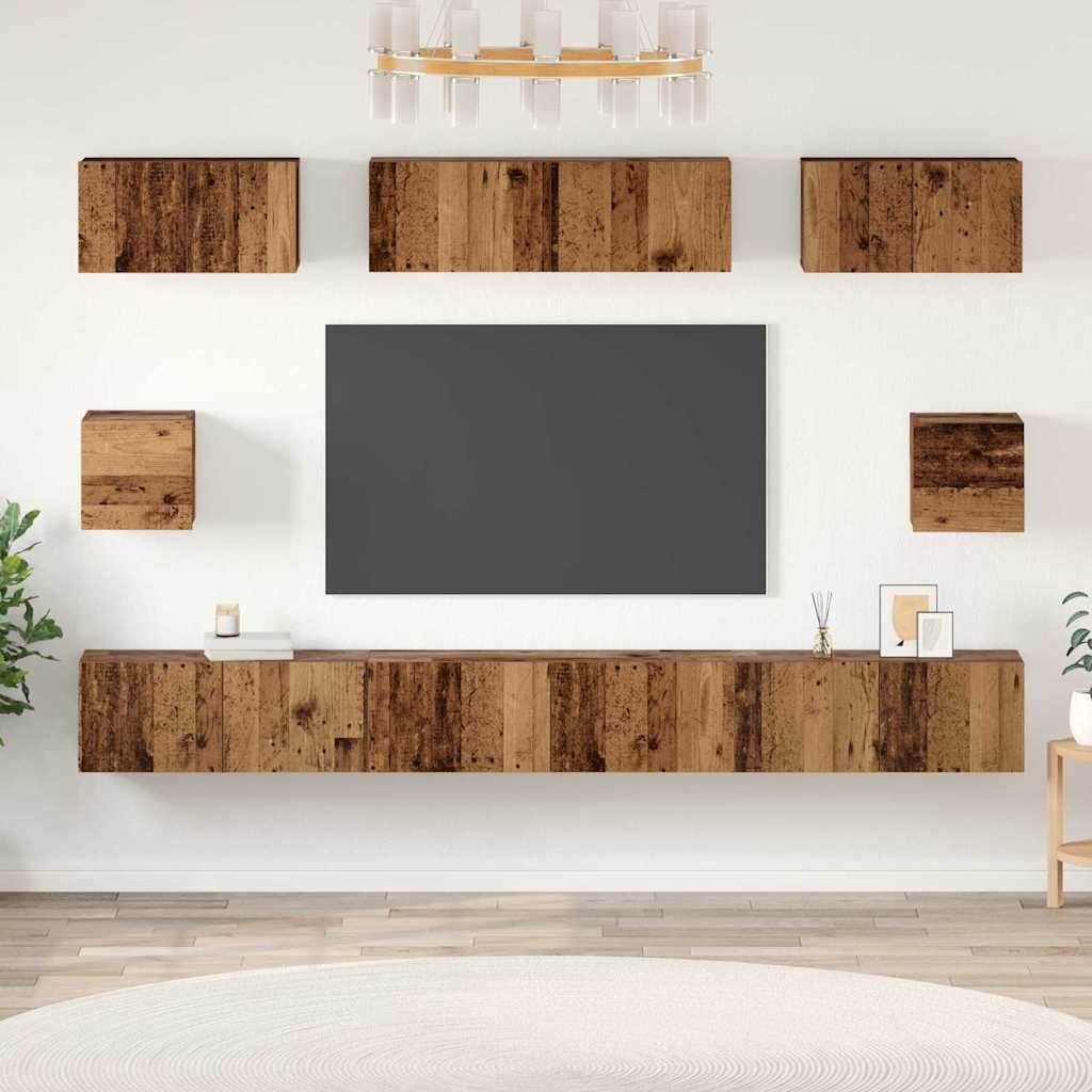 TV kapi komplekt 8 pcs Vana puit Keskmine 30.5 x 30 x 30 cm