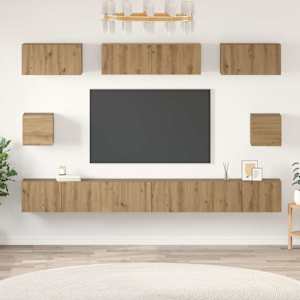 Sestava TV skříněk 8 pcs Artisanový dub kompozitní dřevo - obrázek 1