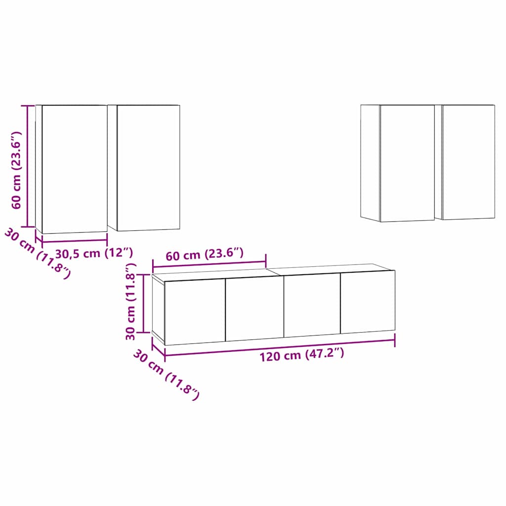TV Cabinet Set size guide